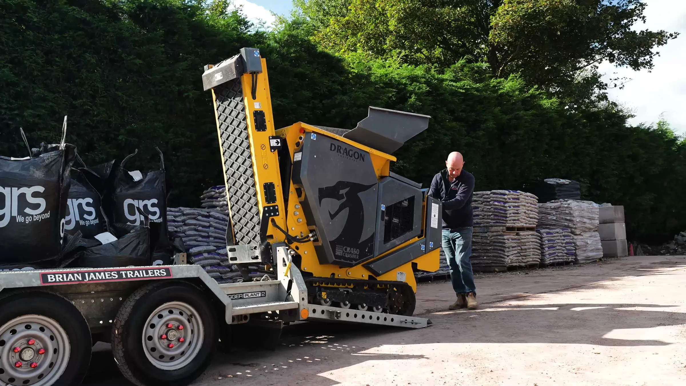 CR450 crusher tracking off its trailer