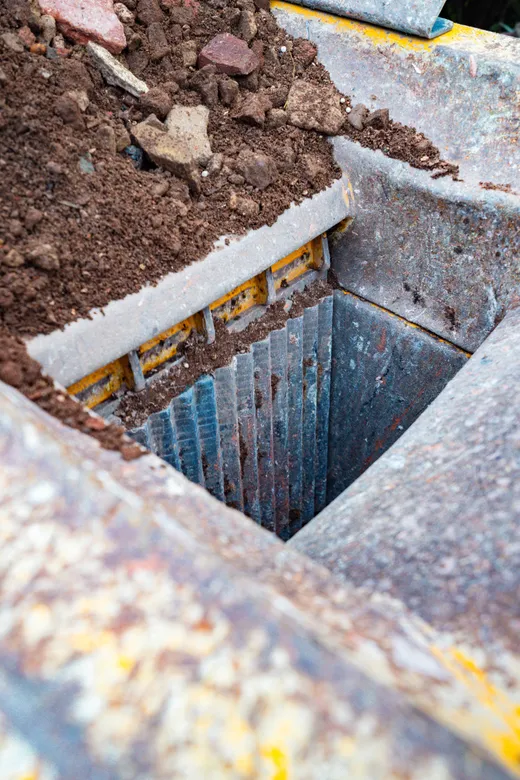 Looking down into the CR450 hopper and jaw